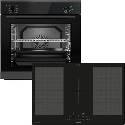 Oranier Einbau-Backofen Set EBS320 autark - 9 Funktionen - breites 80 cm Flächen-Induktion FLI580 - Kochfeld mit 5 Kochzonen & Brückenfunktion