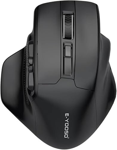 GAREGEAR E-YOOSO Large Bluetooth Wireless Mouse - 3 Modes Bluetooth 5.0&3.0, X-31 for Big Hands, 5-Level 4800 DPI, 6 Button Big Ergo Computer Mouse for Laptop, Mac, PC