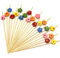 100PCS Flower Cocktail Sticks, 4.7 Inch Multicolor Toothpicks Bamboo Burger Sticks Cocktail Skewers Food Fruit Sticks for Drinks Sandwiches Desserts Summer Spring Party Decorations