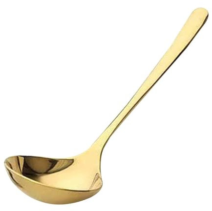 Golden Teaspoons - Stainless Steel Large Soup Spoon, Round Gold Dessert Spoons | Durable Kitchen Silver Dinner Spoons, Table Spoons For Cereal Soups Soba More