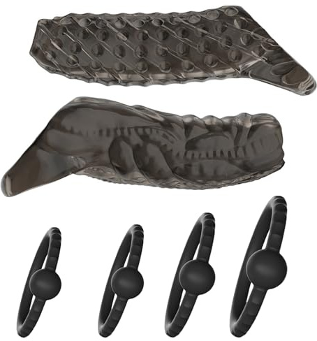 6er Penismanschetten Penishülle Set für Männer,2 Cock Sleeve + 4 Cockringe Extrem Silikon,Penis Sleeve für Penisvergrößerung Sexspielzeug,Sex Toy Set Herren (Schwarz)