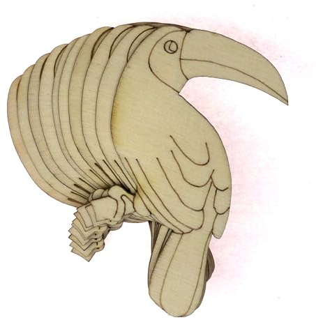 Tropische Tukan-Vogel-Bastelformen, Holz, 3 mm, Regenwald, Wildtiere, Tiere, 6 x 3,6 cm, ohne Loch, 10 Stück