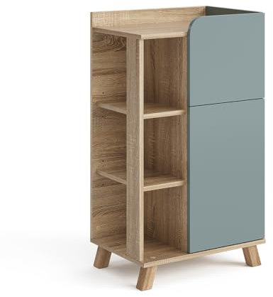 Vicco Armario Mediano Karen, Sonoma/Gris Azulado, 50 x 90 cm con Puerta y cajón