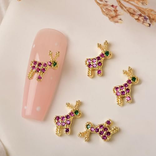 TQUXNGA Weihnachts-Nagelanhänger, 3D-Nagelkunst, Dekoration, Schneeflocke, Rentier, Weihnachtsbaum, Socken, Nägel, Metall, Nagelnieten