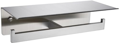 Suyar Porte-papier toilette double avec étagère, en acier inoxydable SUS 304, nickel brossé