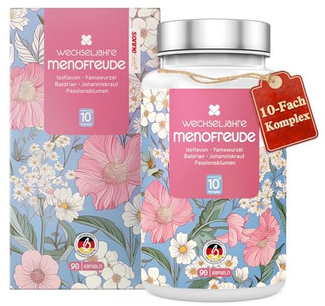 wechseljahre Komplex10 fach kapseln Hochdosiert 500mg Yamswurzel Rotklee-Isoflavone Wechseljahresbeschwerden bei Frauen Meno Balance in Deutschland produziert