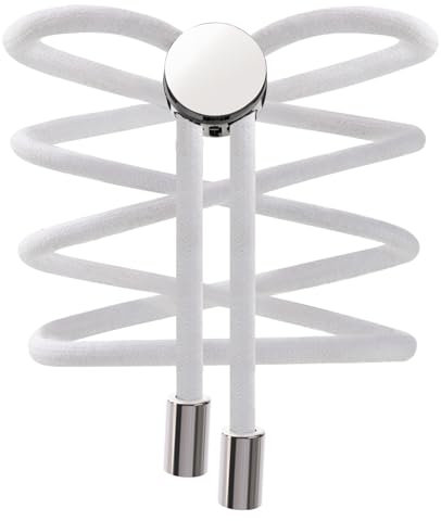 CCSOFTIME Lacets Ronds Élastiques avec Attache Rapide pour Enfants Adultes,Lacets Autobloquants Sans Laçage pour Chaussures de Randonnée Triathlon,Blanc-120CM