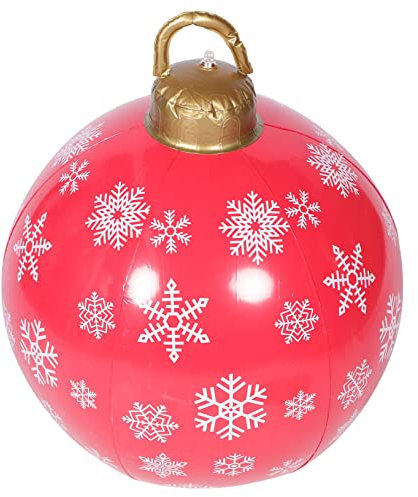 FUNOMOCYA Aufblasbarer Weihnachtsball Deko Riesige Weihnachtsdeko Für Innen Außen Weihnachtsornament Mit Schneeflocken-Muster Für Garten Balkon Und Festlichkeiten