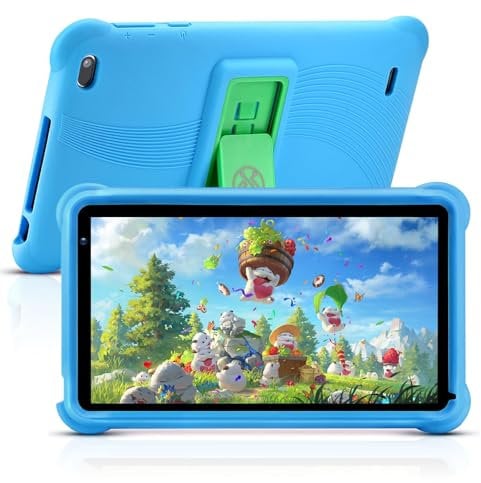 qunyiCO 7 inch Kids Tablet 32GB Android 11 WiFi Camera Bluetooth 2GB RAM HD Touch Screen 1024x600 Kid-Proof Case Parental Control Learning App on Playstore (Blue)