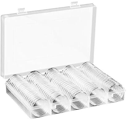 Lot de 100 capsules de 30 mm pour pièces de monnaie en plastique EVA 5 tailles