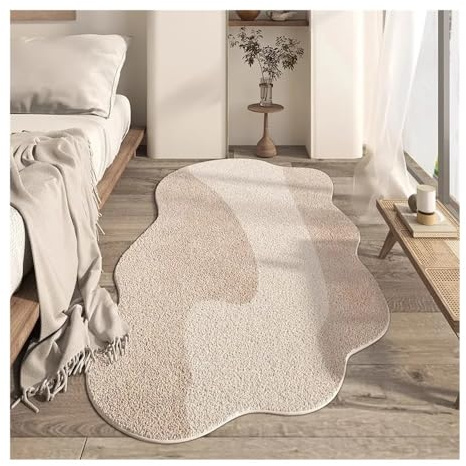 VONCYKI Unregelmäßiger Teppich für Wohnzimmer, große Fläche, Schlafzimmer, Nachttisch, Plüsch, Couchtisch, Teppich, weich, bequem, F, 100 x 160 cm