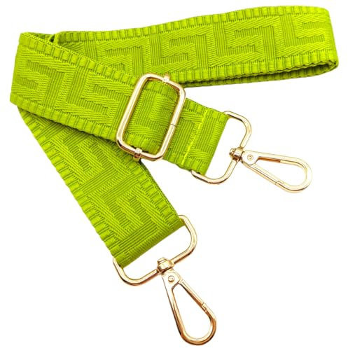 Verstellbarer Schultergurt für Taschen Gelblich Grün, Taschengurte zum Wechseln, Taschengurt Breit mit Karabiner Gold, 80-130 cm Tragegurt Tasche für Damen Schulterriemen, Handtasche, 3.8cm, 1311