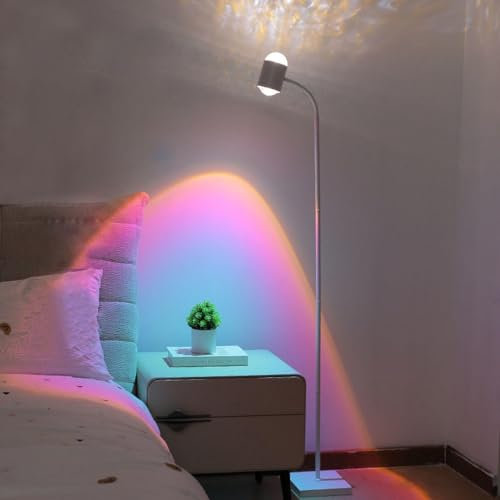 Generic Sunset Lamp Projector Double Sided Floor Lamp with Water Ripple Effect for Bar, Living Room, Bedroom, Dining Room Ambient Lighting for Live Broadcast Background