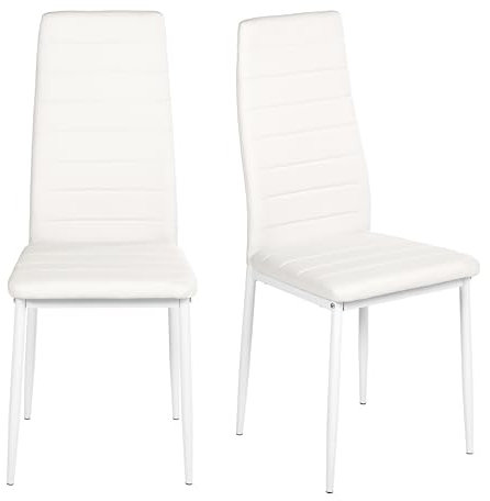 GOKHOMX Küchenstühle 2er Set Stuhl Weiß Mit Ziernähten küchenstühle Für Esszimmer-,Küchen- und Büromöbel,Metallbeine, Weiß