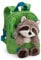 Rucksack mit Plüschtier 21x26cm Waschbär 25cm - grün - Abnehmbarer Pluschspielzeug Weich Flauschig, Kindergartenrucksack mit Kuscheltier für Jungen und Mädchen | 61745