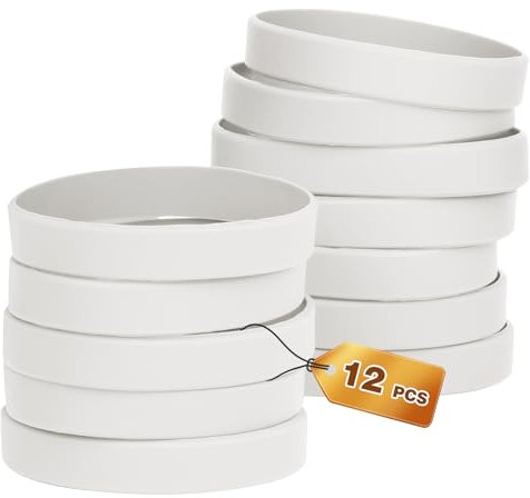 HONTIUS 12 pièces Bracelets en silicone, Clair Élastiques en Silicone 8''Bracelets en caoutchouc élastique pour Sport Homme Femme Adolescent Blanc
