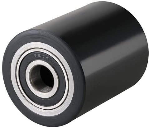Hubwagen Rolle Polyurethan schwarz 80 x 90 mm, Achse 12 mm - Ersatzrolle inkl. Kugellager