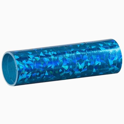 PartyMarty Metallic Luftschlangen holografisch 1er Sparpack | 1 Rolle mit 18 glitzernden Luftschlangen | Deko Blau | Karneval, Fasching, Geburtstag, Silvester | EU-Ware