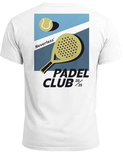 Neverless® Herren T-Shirt Backprint Padel Club Tennis Retro Vintage Fashion Trend Sport Grafikshirt Streetstyle