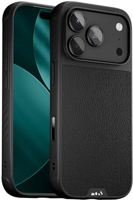Mous for iPhone 17 Pro 6.3-inch Case, Compatible with MagSafe - Limitless - Protective iPhone 17 Pro Black Leather Cover - Shockproof, Full Camera Protection, Anti-Scratch Back, Black