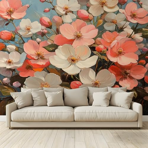 Papier peint intissé Fleurs pleines de vie 200x140 Cm Décoration Murale Poster Tableaux Muraux Tapisserie Photo Effet 3D