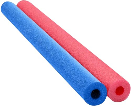 Chochkees Floating Pool Noodles Foam Tube 2-Pack, Thick Hollow Noodles for Floating in The Swimming Pool, 52 Inches Long (Red/Blue)