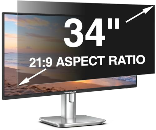 Pozlle 34 Inch Computer Privacy Screen Filter for 34 21:9 Aspect Ratio (794 x 340 mm) Monitor, Anti Spy Anti-Glare Blue Light Blocking Screen PC Protector Film, Removable Screen Privacy Shield
