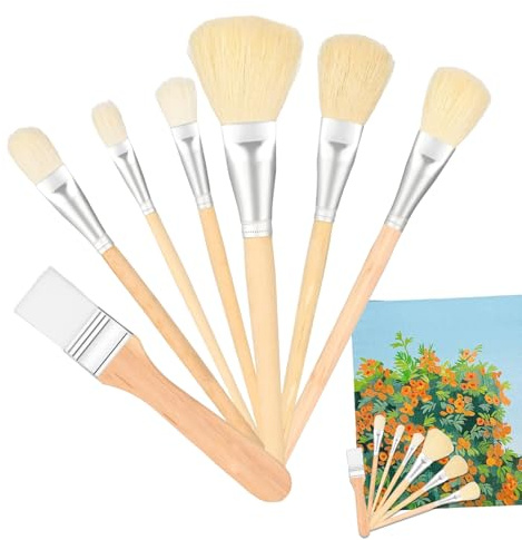 Pinceaux d'artiste acrylique - Ensemble de pinceaux en fibres synthétiques souples - Pinceaux larges éventail - Manche ergonomique en bois - Outils de mélange précis - Pinceaux de maquillage aquarelle