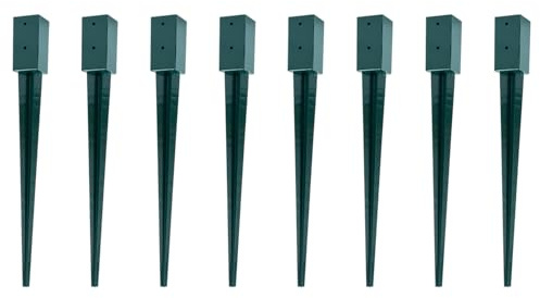 Woodside Steel Fence Post Ground Stakes 100mm (4) Square – 8 Pack | Heavy Duty Powder Coated Steel Post Holders | 100cm Height with Pre-Drilled Holes | Easy Ground Spike Installation
