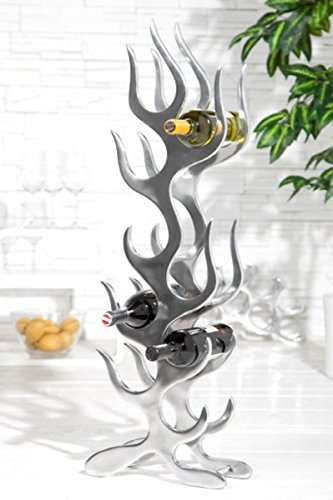 Casa Padrino Designer Weinregal für 9 Flaschen aus poliertem Aluminium Höhe: 93 cm, Breite: 27 cm, Tiefe: 14 cm - Flaschenhalter, Flaschenablage