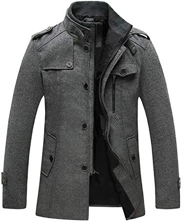 wantdo Men's Casual Coat Cold Weather Wool Jacket Overcoat Grey Medium