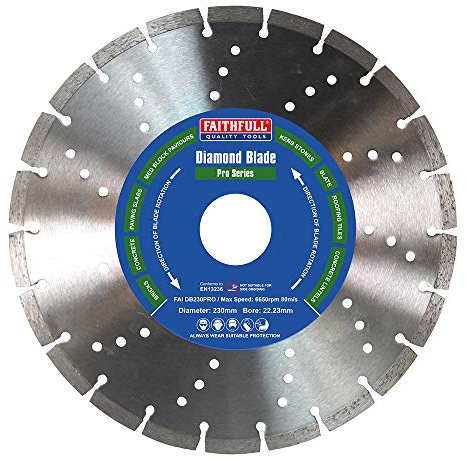 Faithfull FAIDB230PRO Paving Slab, Concrete, Brick, Kerb Stone Professional Diamond Cutting Blades 230mm (9in)