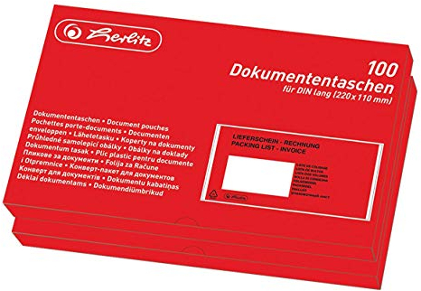 Herlitz 792705 Dokumententasche DL 2x 100er Packung selbstklebend (2, Dokumententasche)