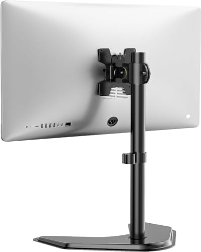 WALI Single Monitor Stand for 13 to 32 Inch Screen, Adjustable Freestanding Monitors Stands with Tilt Swivel Rotate, Universal Monitor Stands for hp acer lg Monitors, VESA 75 & 100mm, Black (MF001)