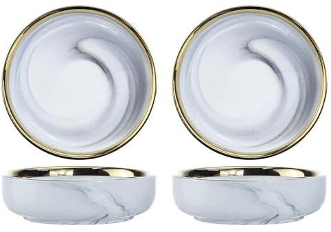Colias Wing Lot de 4 assiettes en porcelaine Motif marbre élégant et attrayant