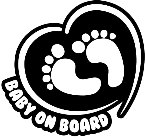 TOTOMO Baby an Bord Aufkleber - lustiges niedliches Sicherheits-Vorsicht-Abziehbild-Zeichen für Autoscheiben und Stoßstangen - Footprint in Heart ALI-038