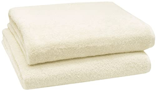 ZOLLNER 2er Set Badetücher - weiche und saugstarke Duschtücher - waschbar bis 95°C - Baumwolle - 100x150 cm in Natur