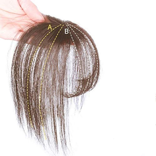 BSMEAN 3D-Haarteil mit Pony, Clip-in-Haarteil, Echthaar, unsichtbar, nahtlos, dünn, ordentlich, Hellbraun