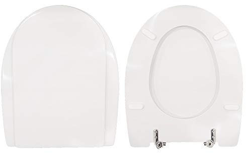 Copriwater Ideal Standard Ala Come Originale, Tavoletta Wc In Legno Rivestito Di Poliestere Con Cerniere Fisse,Asse Wc Colore Bianco MADE IN ITALY