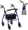 HOMCOM Andador para Adultos Plegable Con Almacenaje Asiento y Frenos 65x53x79-89 cm Azul y Negro