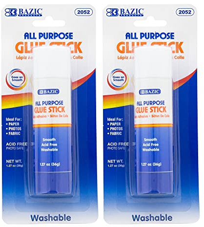 BAZIC Premium Jumbo Glue Stick 36g/1.27 Oz, Multi-Purpose Acid Free, Glue Sticks, for Photos Paper Kids Art Craft at School Home Office, 2-Pack