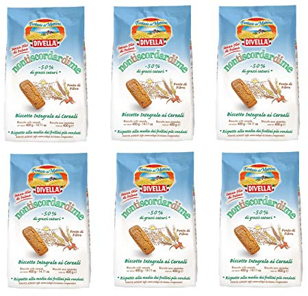 6x Divella Non ti scordar di me Biscotti Integrali ai cereali Vollkornkekse mit Getreide Kekse 400g Biscuits Cookies italienische Kekse