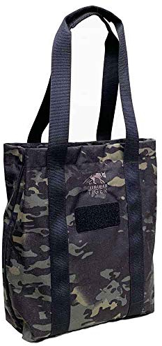 Tasmanian Tiger TT Tote Bag Multicam Black 22L extrem robuste Einkaufstasche Shopper für Herren mit langen Henkeln und 2 Reißverschluss-Fächern
