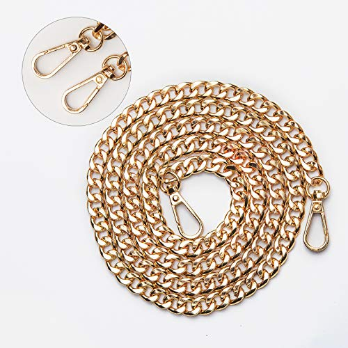TAIYOU Taschenkette 120 cm Handtaschenketten Flache Kette Tasche Schultergurt Ersatz Kette Gold Metall Schulterriemen für Damen Umhängetasche Geldbörse Handtaschen
