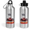 Print Maniacs Personalised Water Bottle School Sport Cap Drink White Silver 600ml or 400ml Aluminium Kid Boys Girls Biking Gift Racing Car (Silver, 400ml)