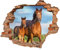 Wandtattoo - Wanddurchbruch mit Aussicht auf Pferd mit Fohlen 90 x 74 cm - Wandsticker