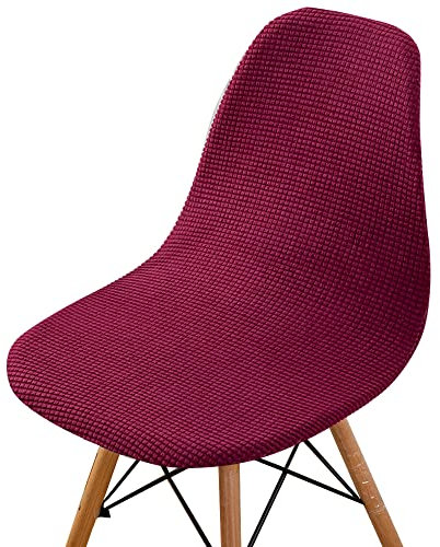 Highdi Cord-Jacquard Schalenstuhl Bezug, Stuhlbezug 2/4/6 er Set Stuhlbezüge Stretch Esszimmerstühle Bezug Moderne Elastischer Stuhlhussen Abnehmbar Waschbar Küchenstühle Husse (Burgunderrot,2 PCS)