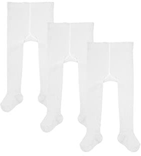 Camano Unisex Baby Online ca-Soft Organic Cotton Tights 3er Pack Socken, White, 62/68