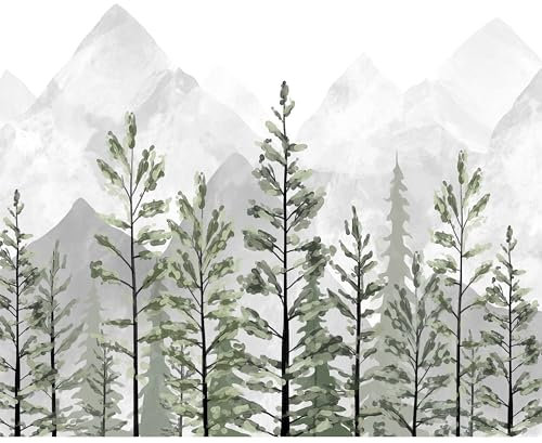 murando Fototapete selbstklebend Natur 343x256cm Foto Tapete Tapetenfolie Möbelfolie Wandverkleidung Wandtapete Motivtapeten Bildtapete Wohnzimmer 3d Effekt Modern Wald Berge Bäume wie gemalt
