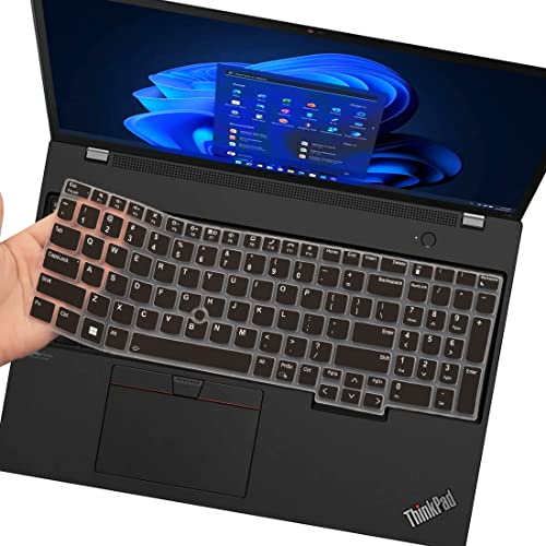 UUONDO Keyboard Cover Skin for 16-inch Lenovo ThinkPad T16 P16 P16s Laptop, Lenovo Thinkpad 16 inch Keyboard Protector Skin (Not Fit 15.6 Thinkpad)-Clear